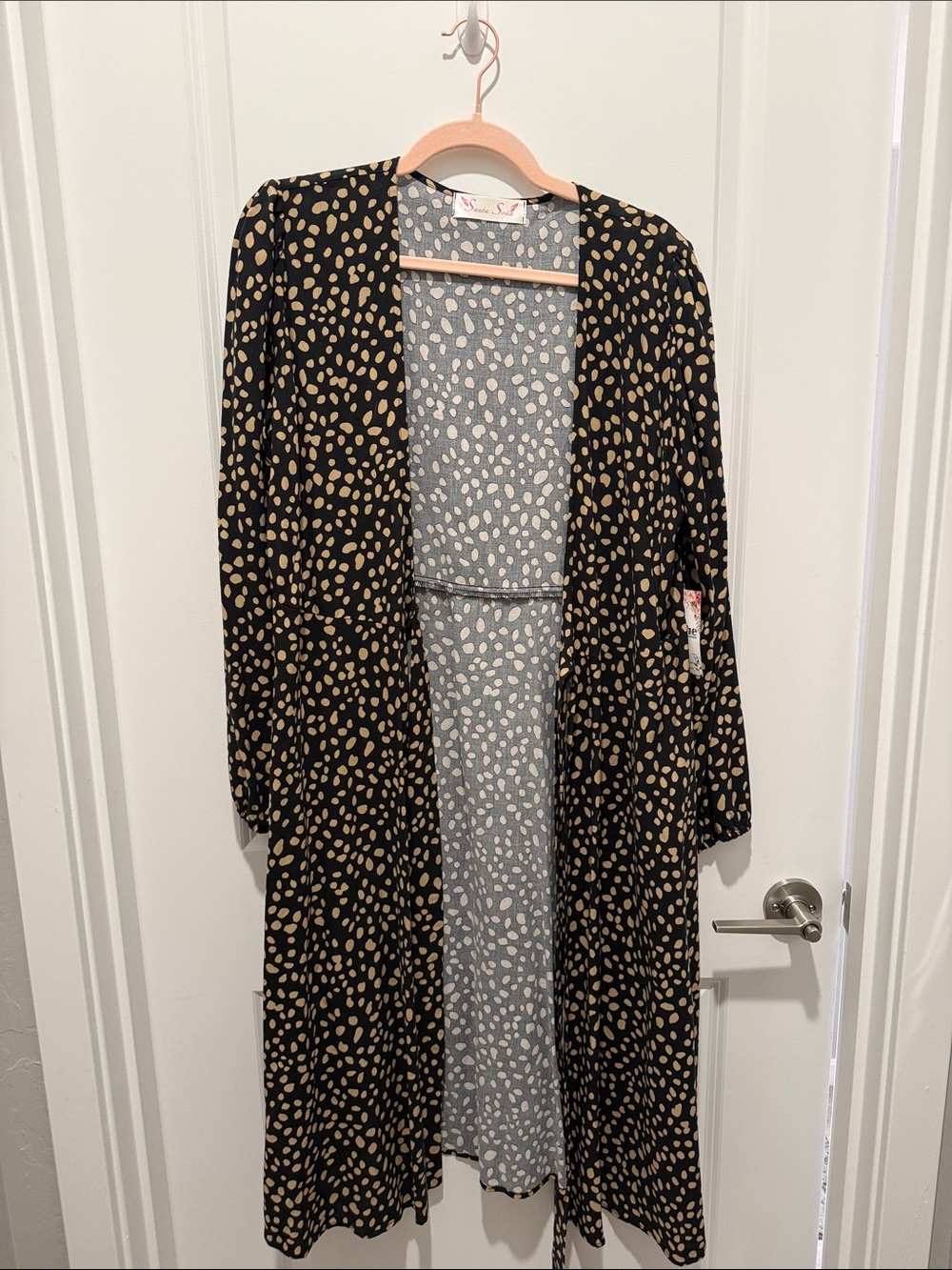 Women’s Black & Tan Printed Wrap Dress
